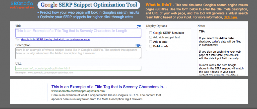 serp snippet optimization tool