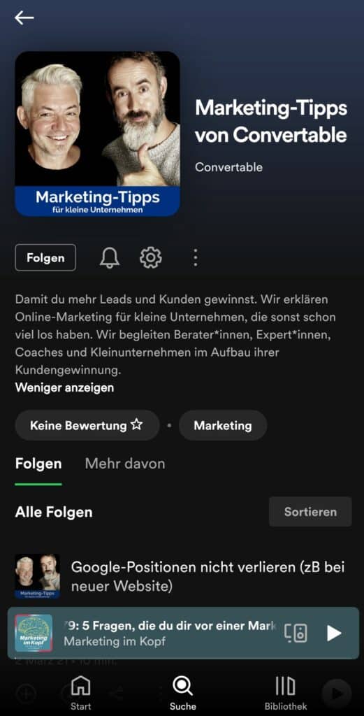 Podcast Marketing Tipps in Spotify