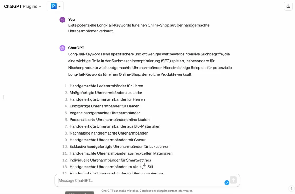 Keyword-Recherche mit ChatGPT