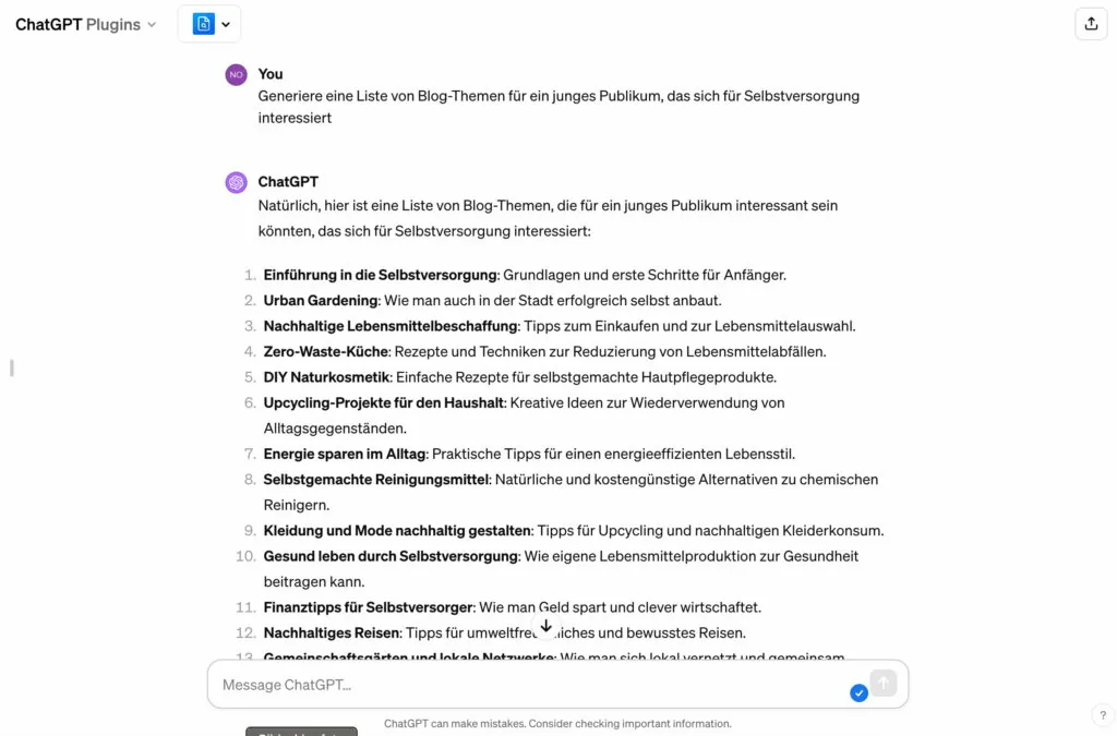 ChatGPT SEO-Themen finden
