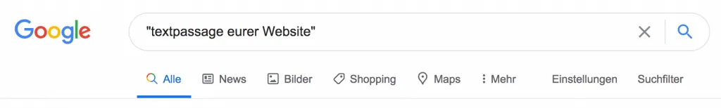 duplicate content finden ueber die google suche