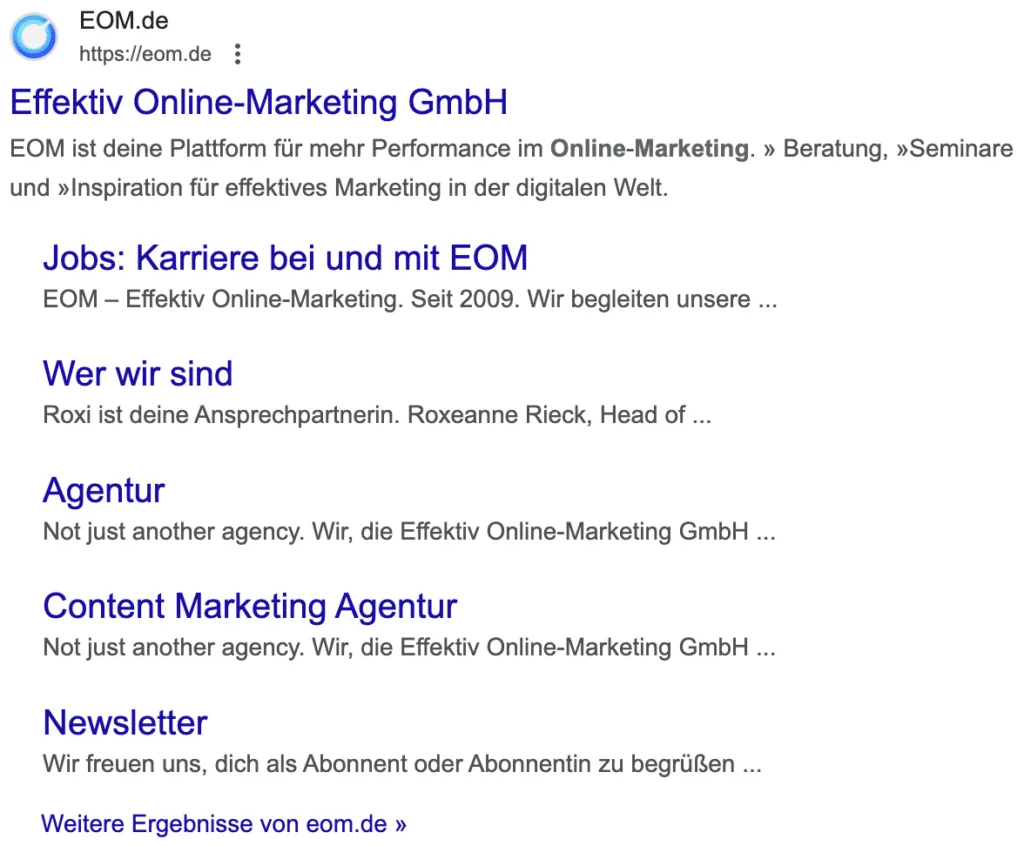 CTR erhöhen mit Sitelinks