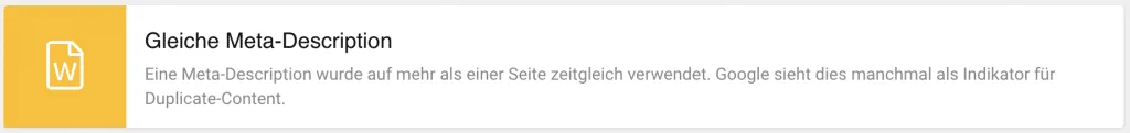 gleiche meta description sistrix optimizer