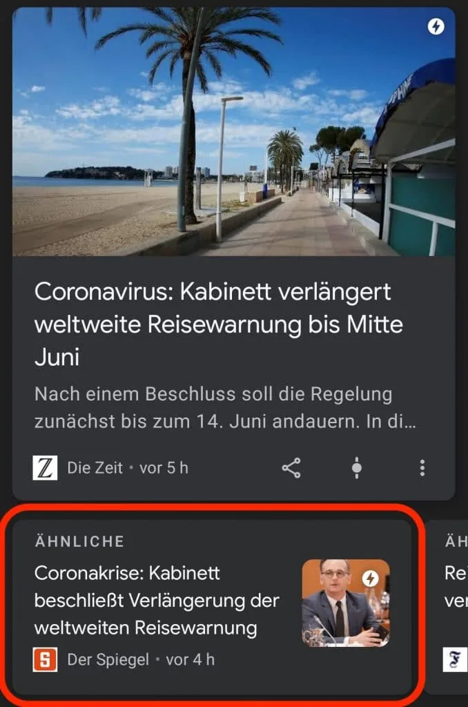 Google Discover Optimierung Aehnliche Artikel kleinste Karte
