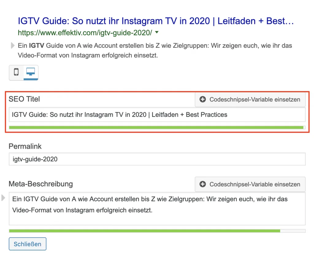 Schwellenkeywords optimieren: Keyword-Prominenz
