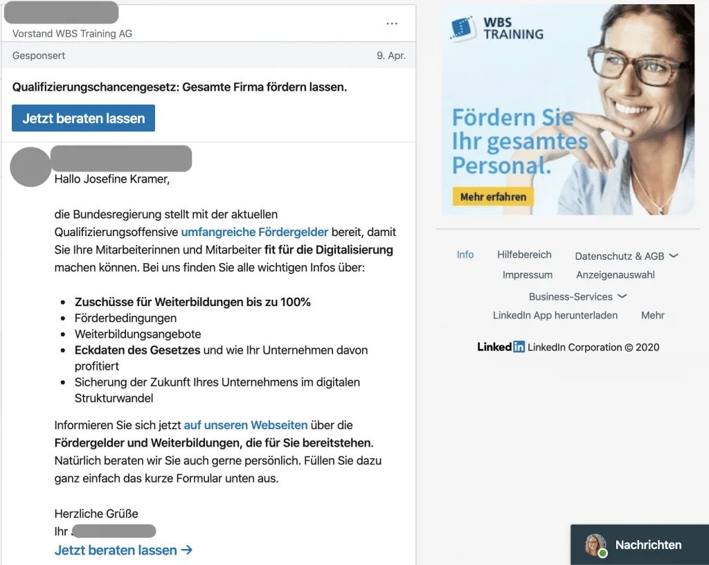 LinkedIn Ads Leitfaden: Message Ads
