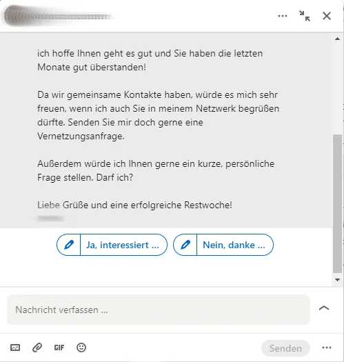 Linkedin Recruiting Ads Message Beispiel