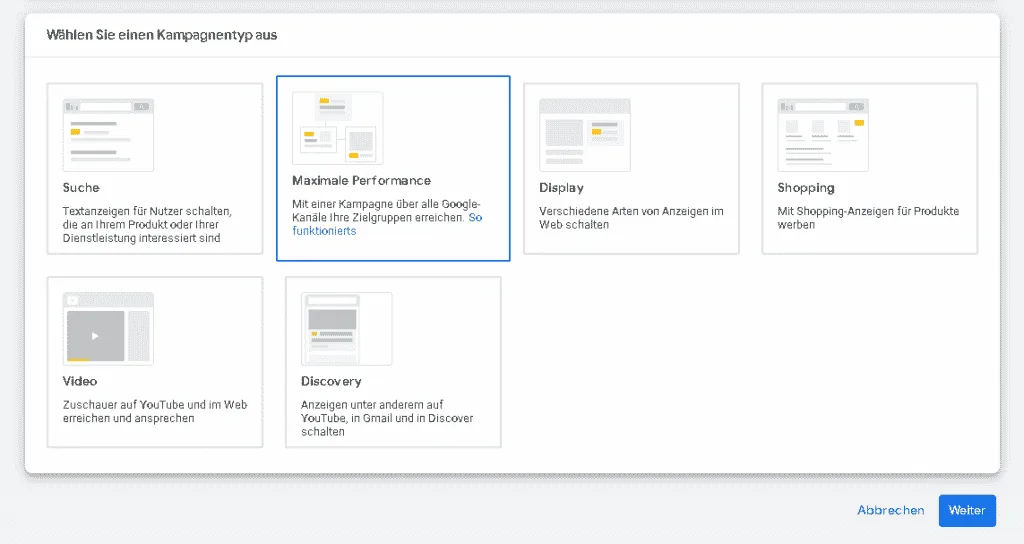 Screenshot Google Performance Max Kampagnen