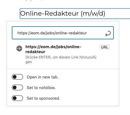 SEO im Recruiting: Verlinkung mit dem Focus-Keyword als Ankertext