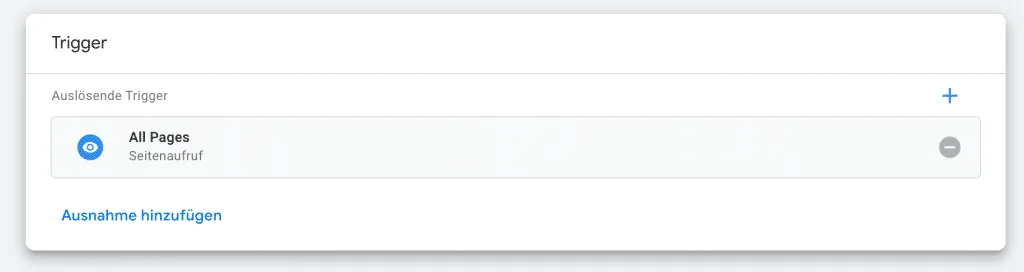 Google Analytics Implementierung Trigger All Pages