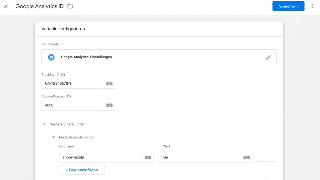 Google Analytics Implementierung Datenschutzkonforme Variable in Google Tag Manager