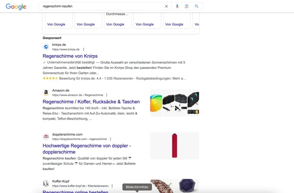 SERP für Regenschirm kaufen